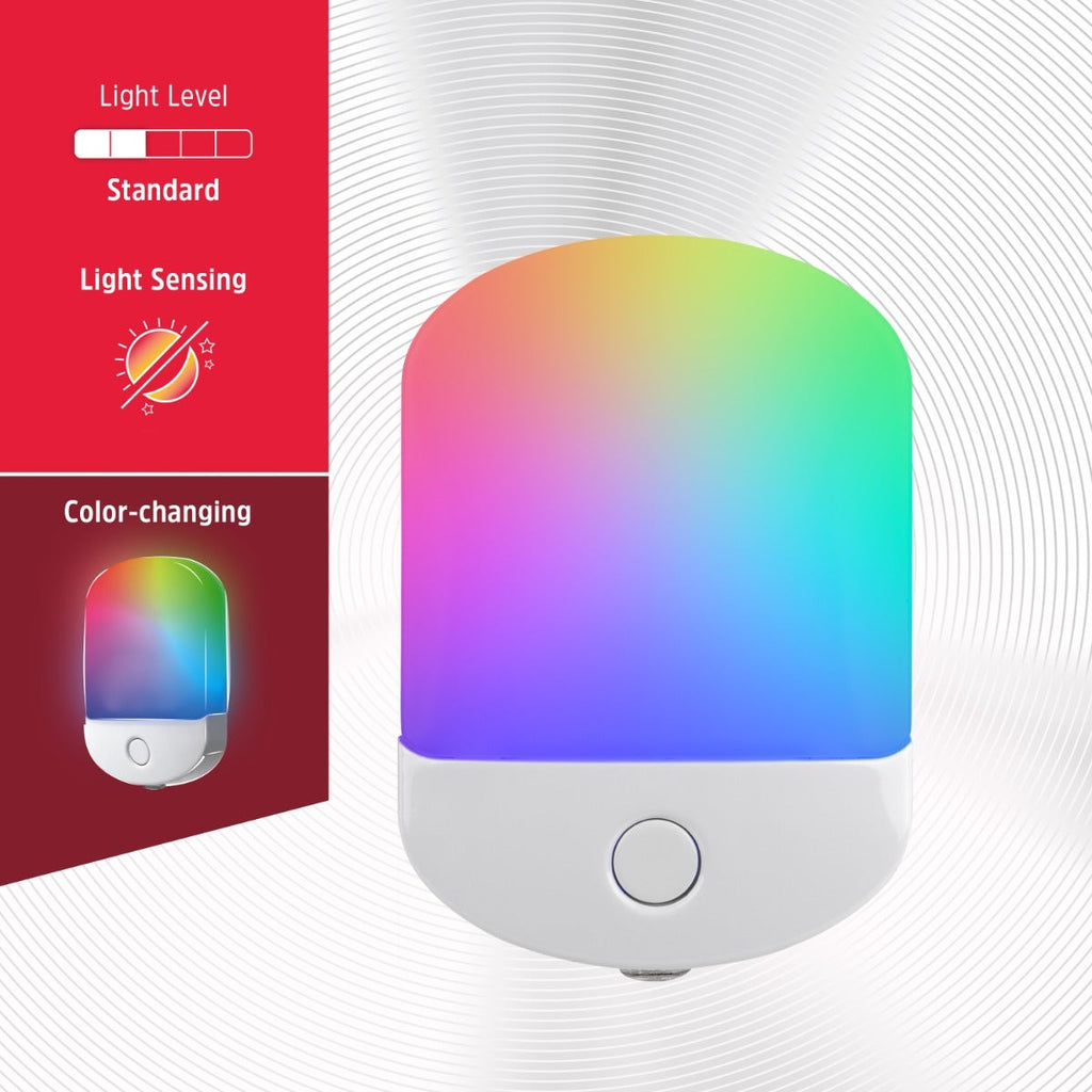 Energizer Plug-In Light Sensing Color-Changing LED Night Light, White
