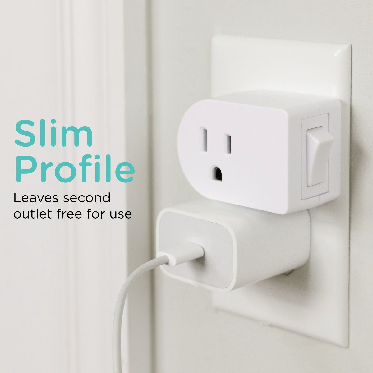 Cordinate Grounded 1-Outlet Power Switch, White