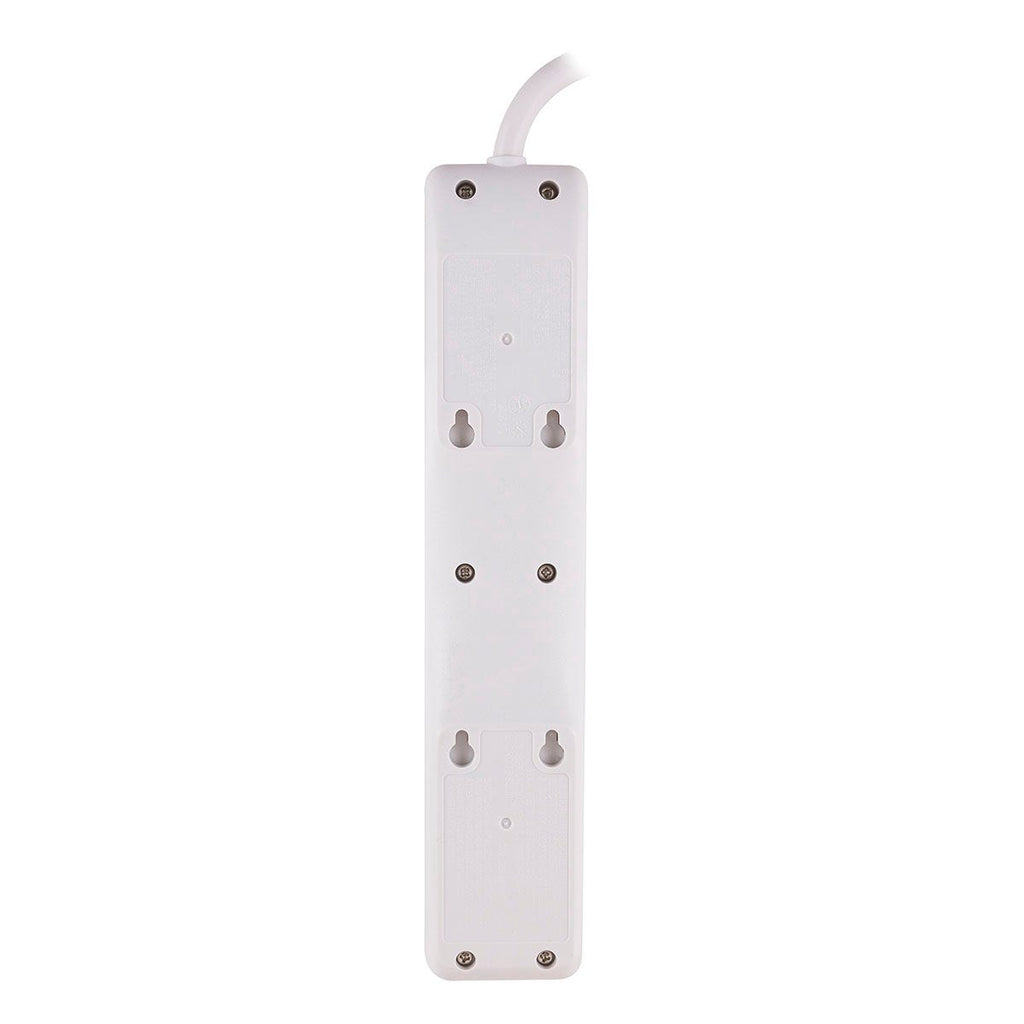 GE 4-Outlet 2-USB 8ft. Surge Protector With Twist-To-Close Safety Covers, White