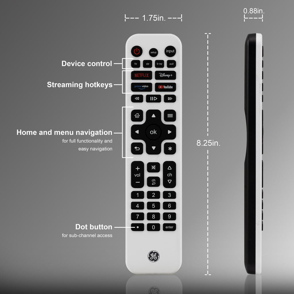 GE 4-Device Rechargeable Backlit Universal Remote, White