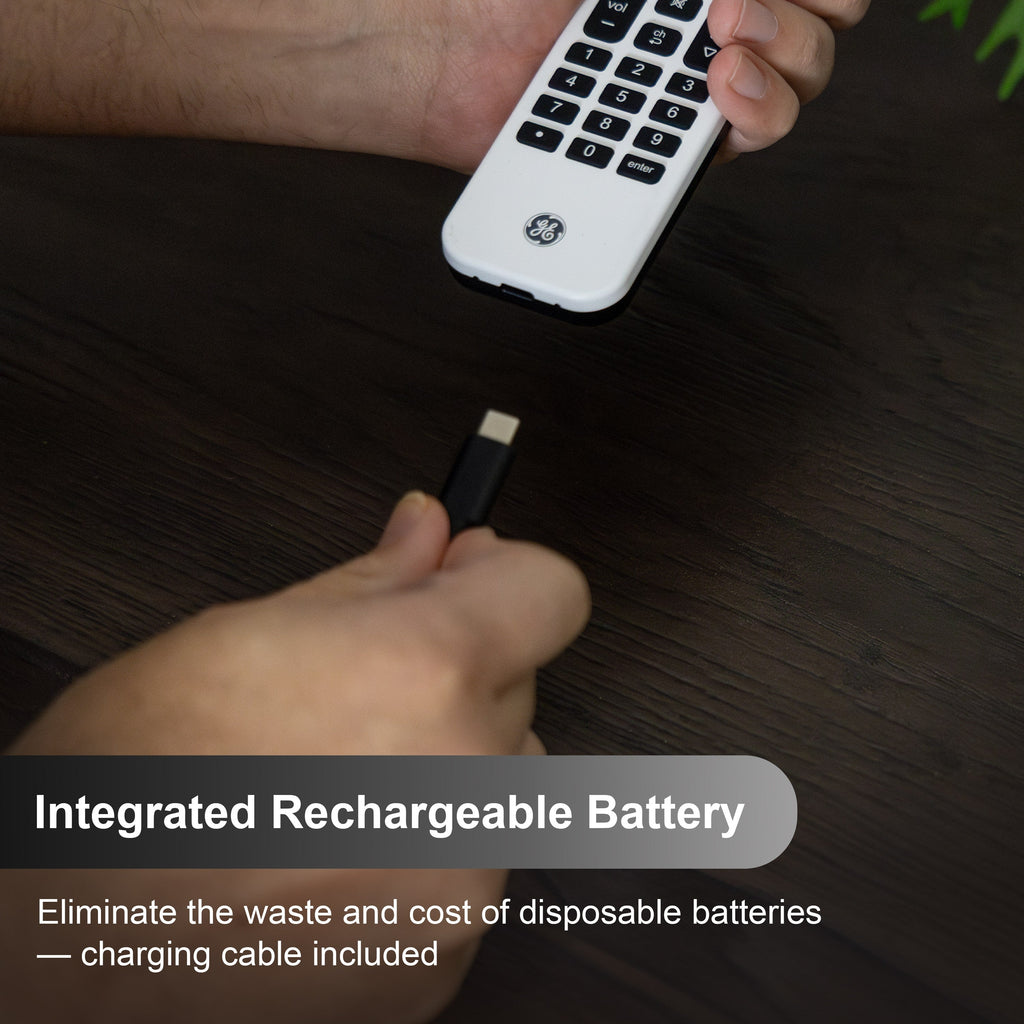 GE 4-Device Rechargeable Backlit Universal Remote, White