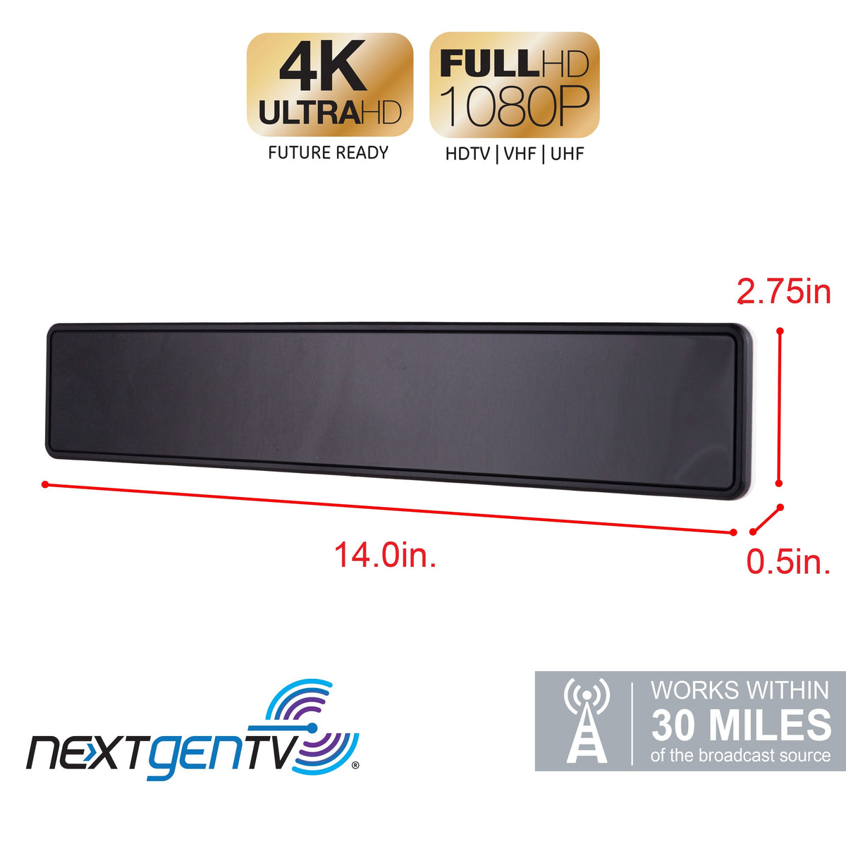 GE Pro Bar HD Antenna, Black/White