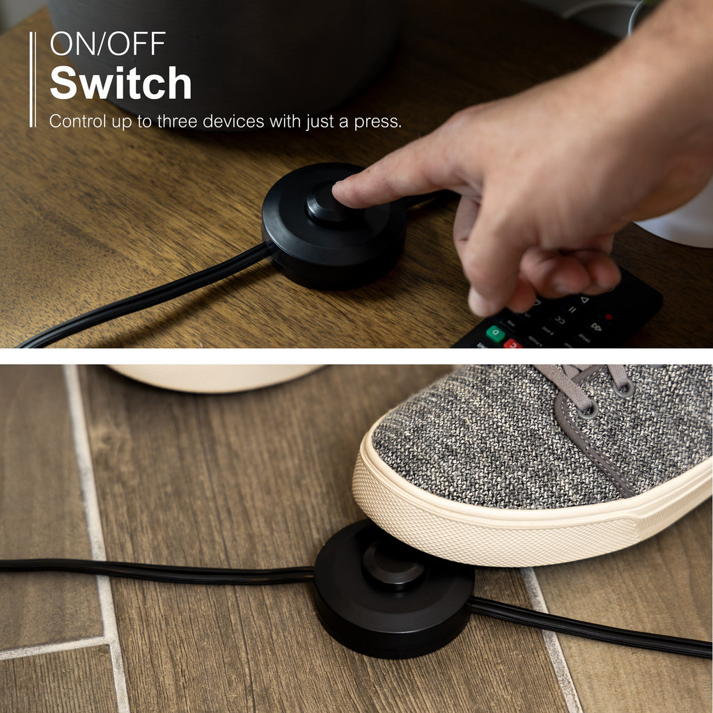 GE 3-Outlet 9ft. Extension Cord with Footswitch, Black