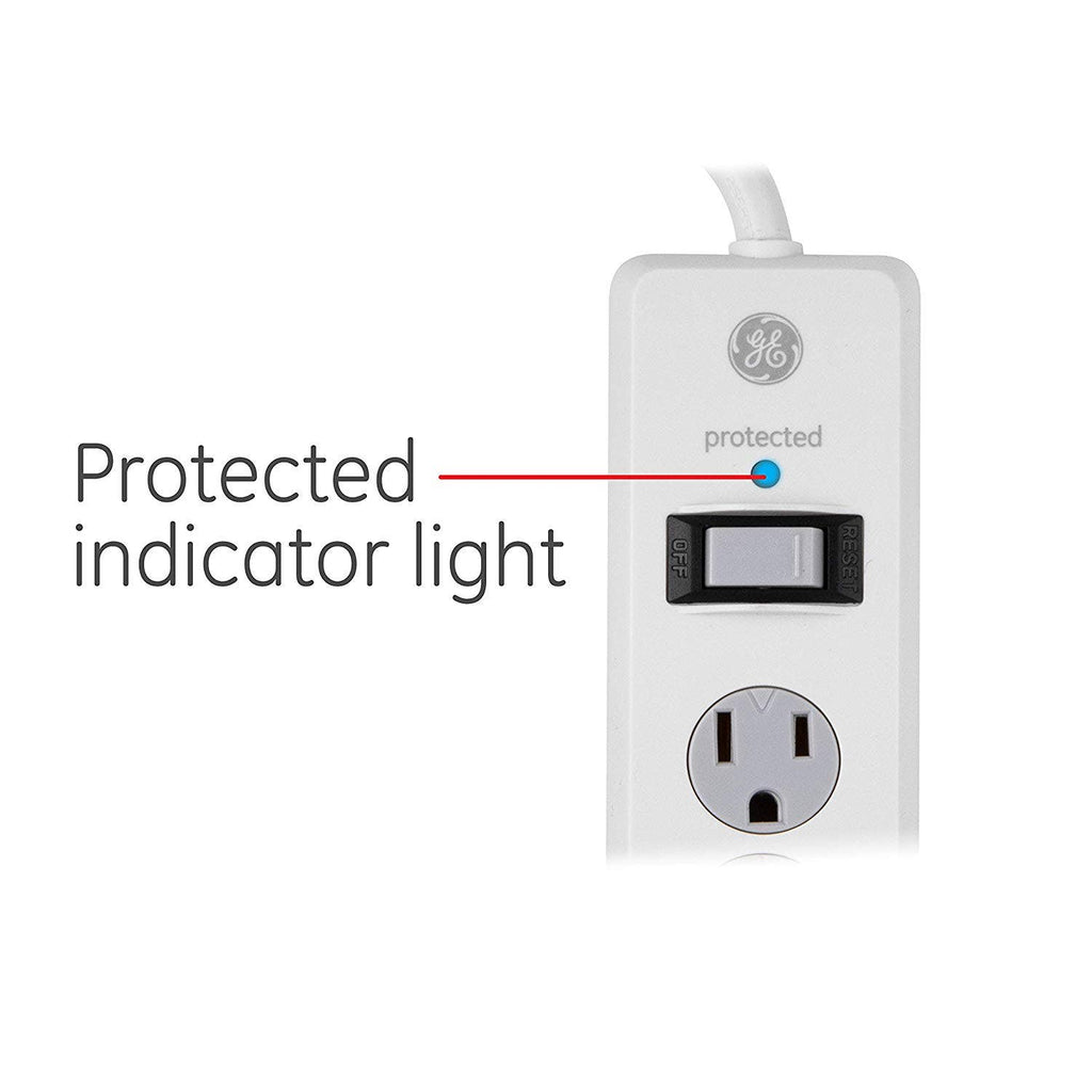 GE 6-Outlet 4ft. Surge Protector with Twist-to-Close Safety Covers, White