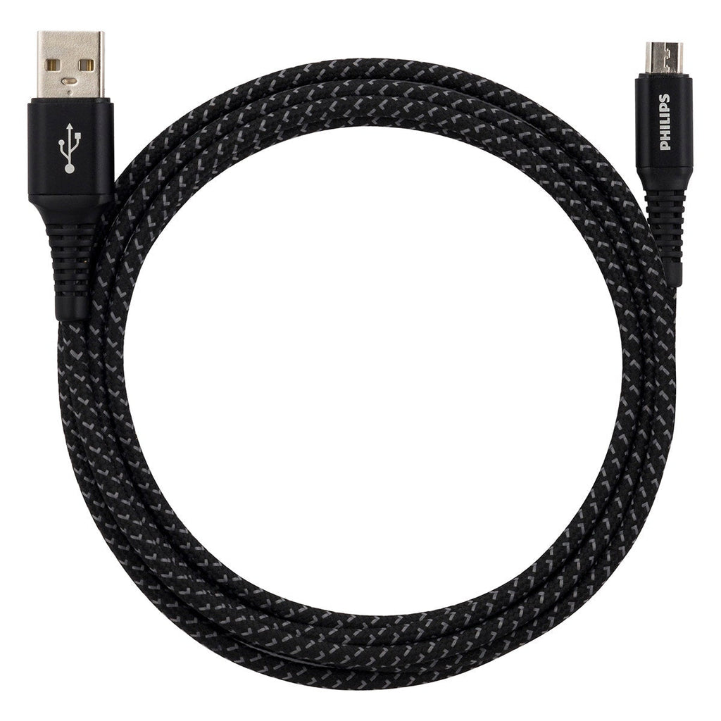 Philips 6ft. USB-A to Micro USB Charging Cable with Braided Cord, Black