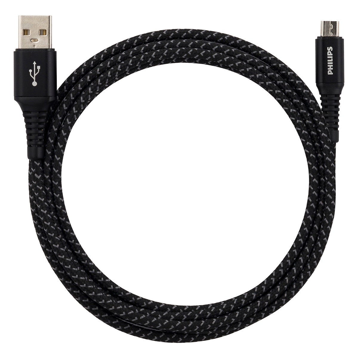 Philips 6ft. USB-A to Micro USB Charging Cable with Braided Cord, Black