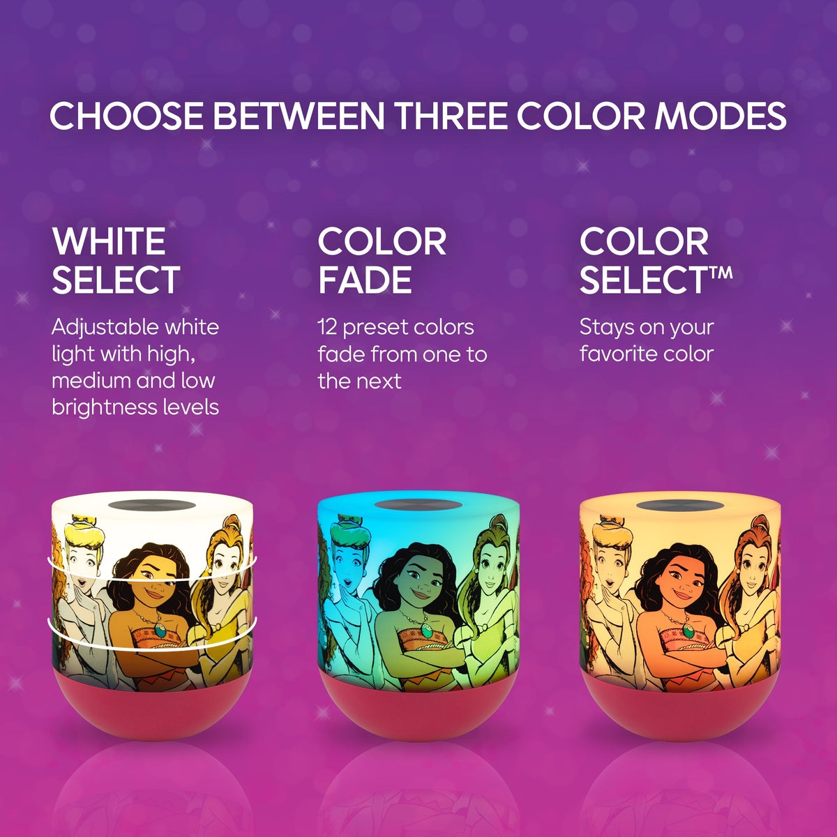 Disney Princess Color Changing Tabletop LED Lamp Night Light, Red