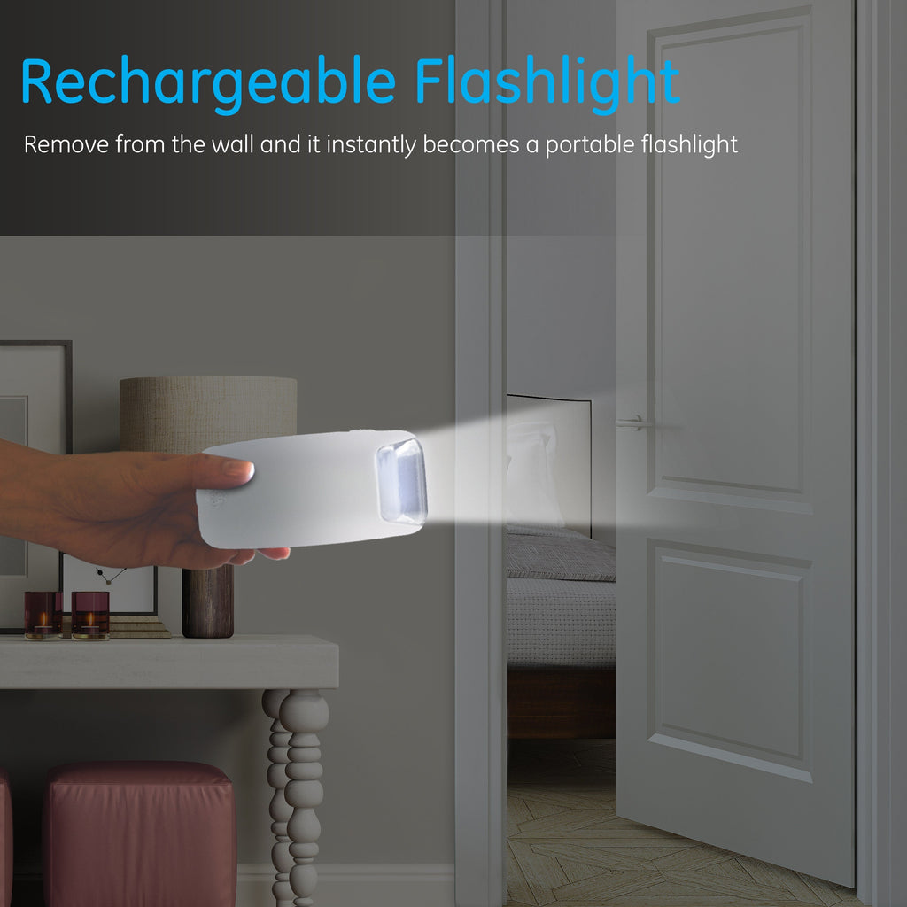 GE 4-in-1 Rechargeable Power Failure LED Night Light, White