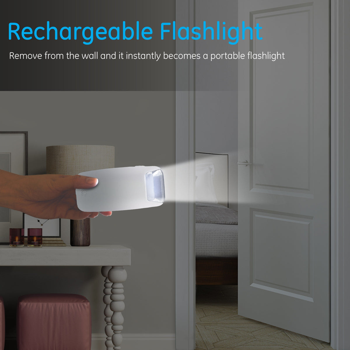 GE 4-in-1 Rechargeable Power Failure LED Night Light, White