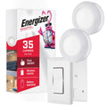 Energizer Battery Operated LED Puck Light with Wall Switch Remote, 2 Pack, White