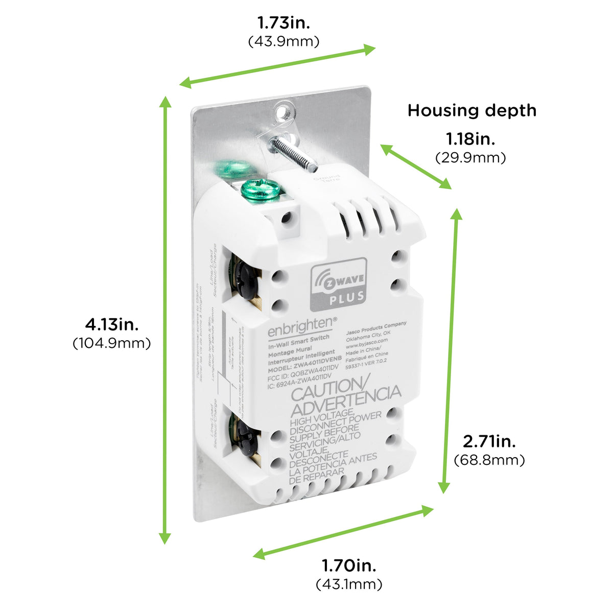 Enbrighten Z-Wave Plus Commercial Grade In-Wall Smart Paddle Switch, 700 Series, White
