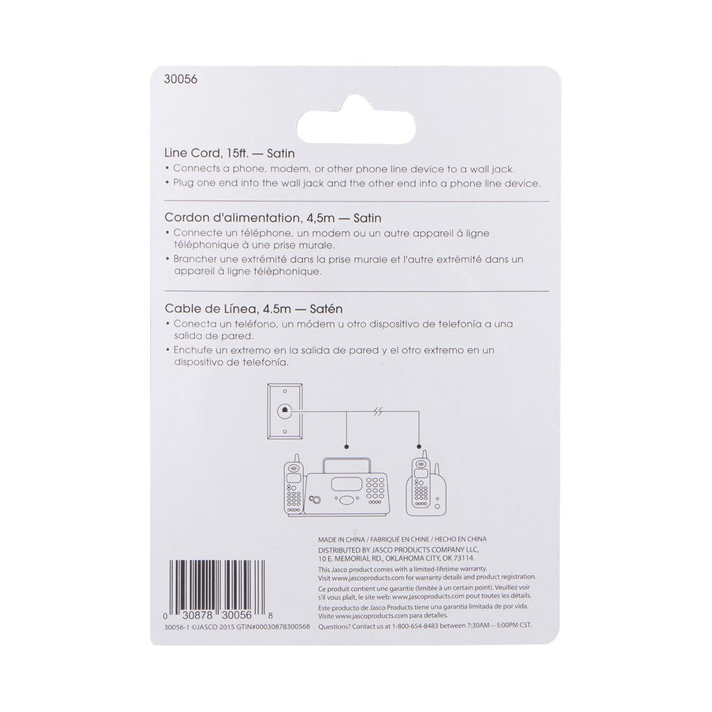 Power Gear 15 ft. Phone Line Cord, Gray