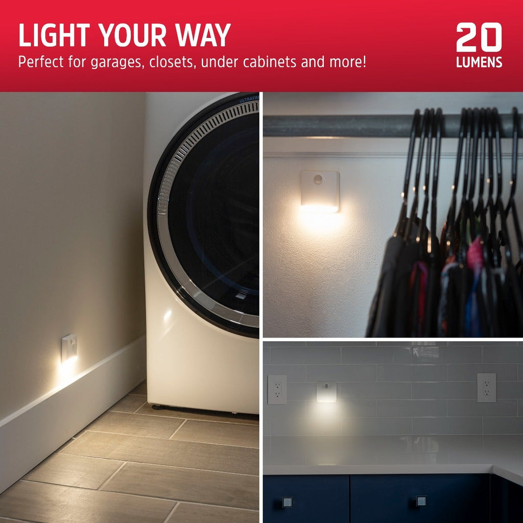 Energizer Indoor Battery Operated Motion Activated LED Path Light, 2 Pack, White