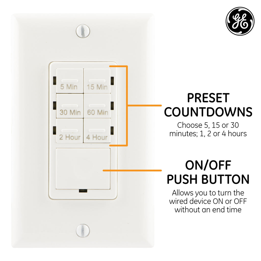 GE Indoor In-Wall Digital Timer, White