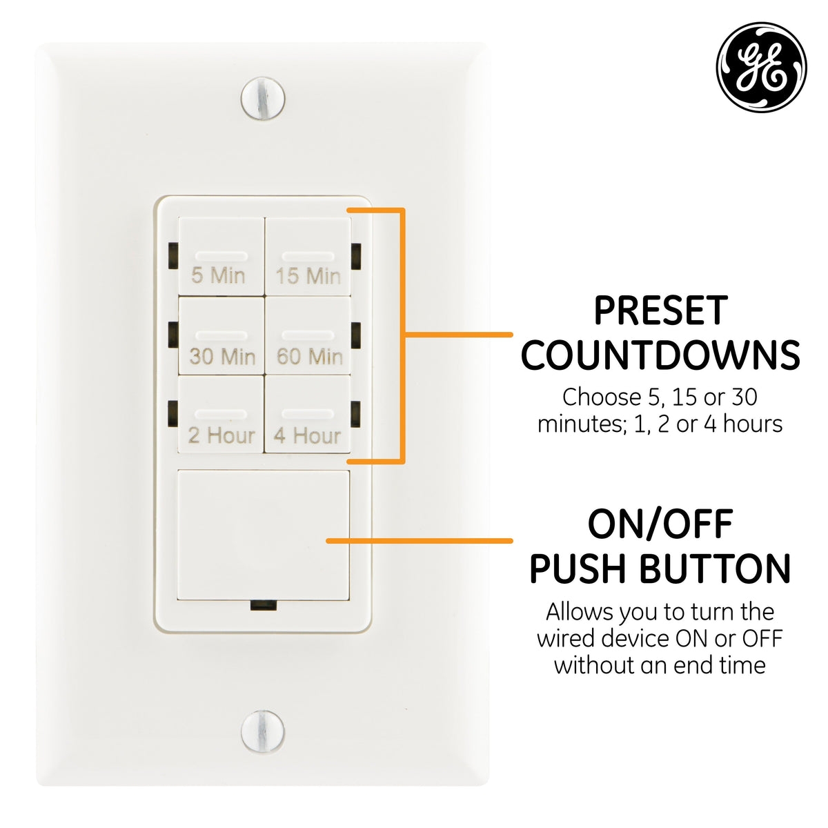 GE Indoor In-Wall Digital Timer, White