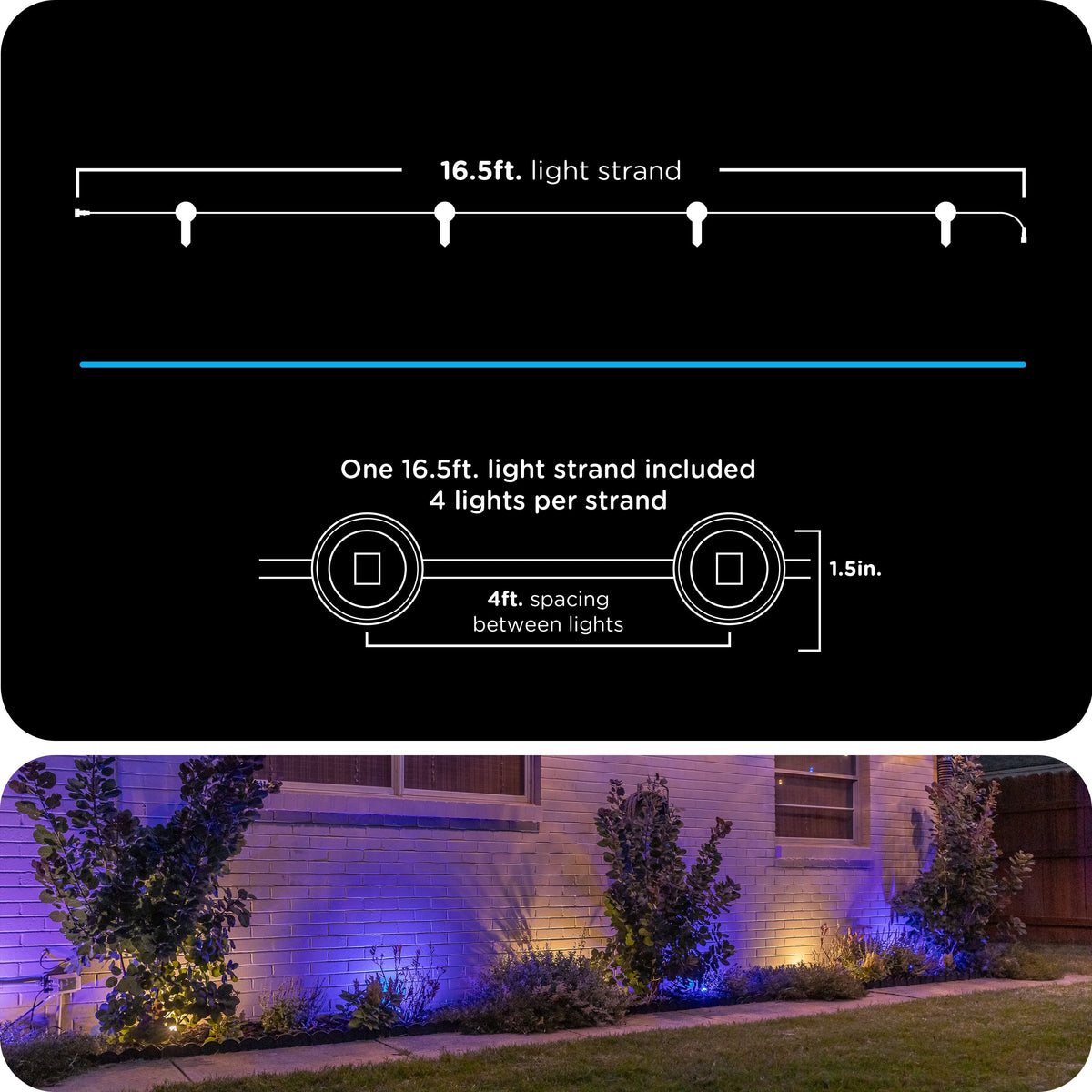 Enbrighten WiFi VIBE Eternity Landscape Lights Extension Light Strand, 16.5ft. Black