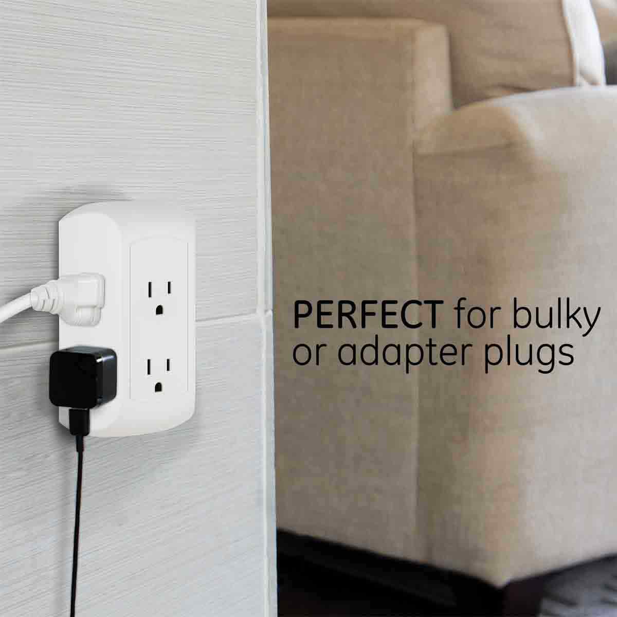 GE 6-Outlet Wall Tap with Surge Protection, White