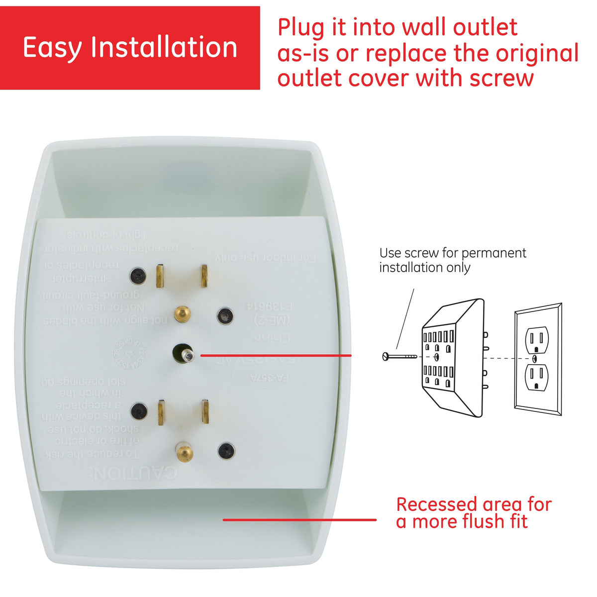 GE 6-Outlet Wall Tap, White