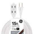 GE 3-Outlet 15ft. Extension Cord with Twist-to-Close Outlets, White