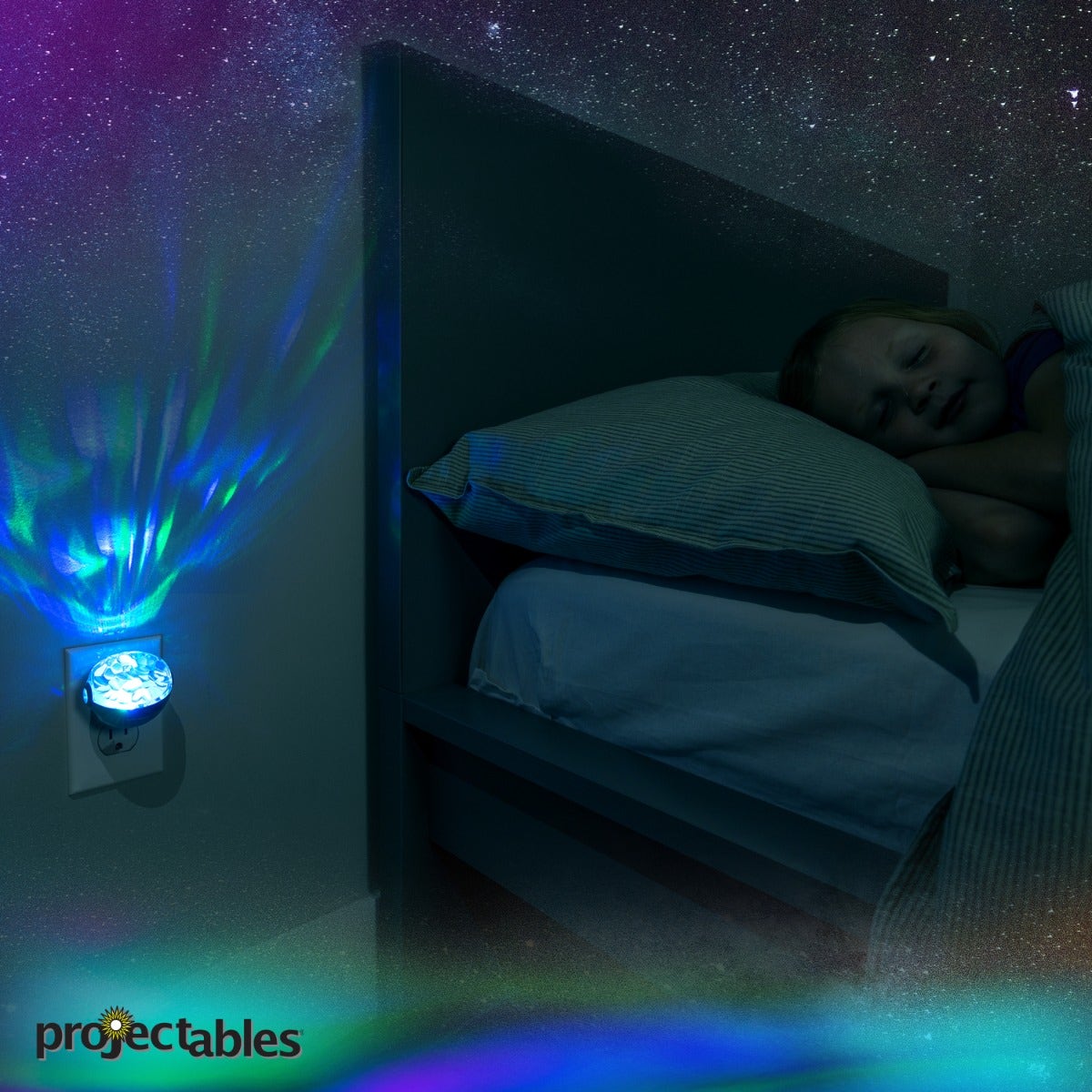 Projectables Northern Lights Light Sensing LED Night Light, Silver