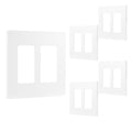 Power Gear Double Rocker Screwless Light Switch Wall Plate, 5 Pack, White