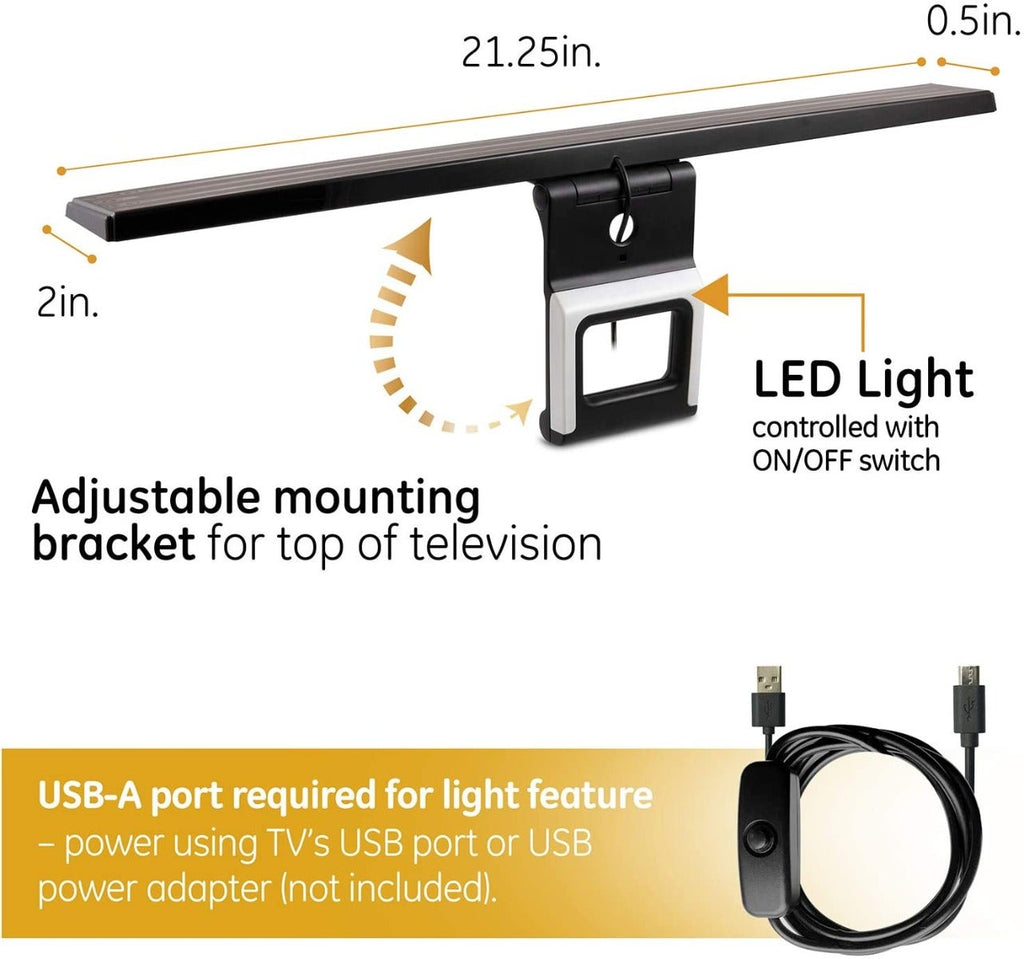 GE Enlighten HD Amplified Antenna with Bias LED Lighting, Black