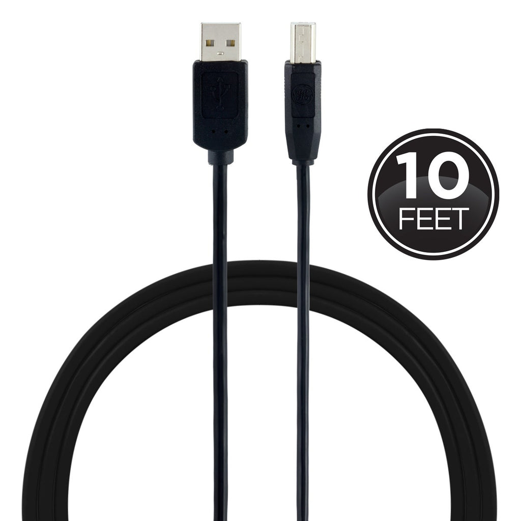 GE 10 ft. USB 2.0 Printer Cable, Black