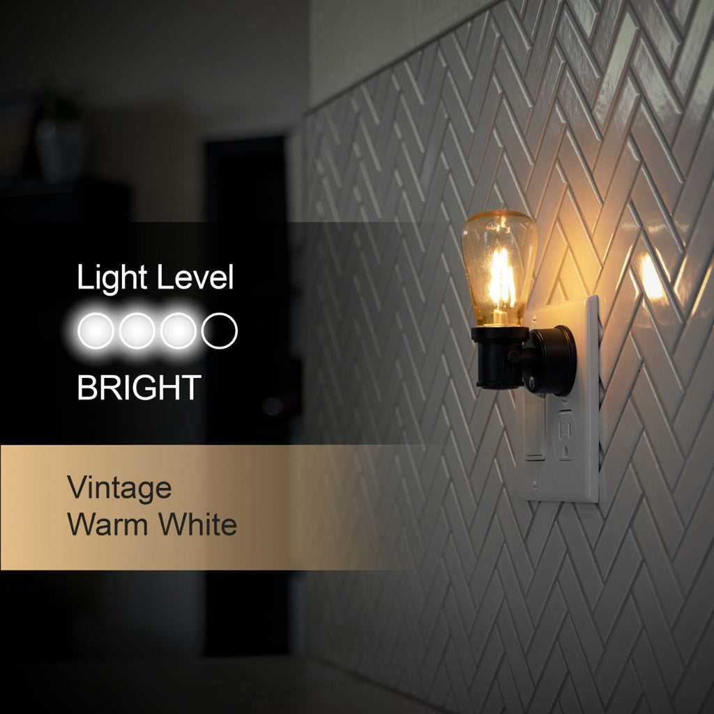 GE Vintage Light Sensing LED Night Light, Black