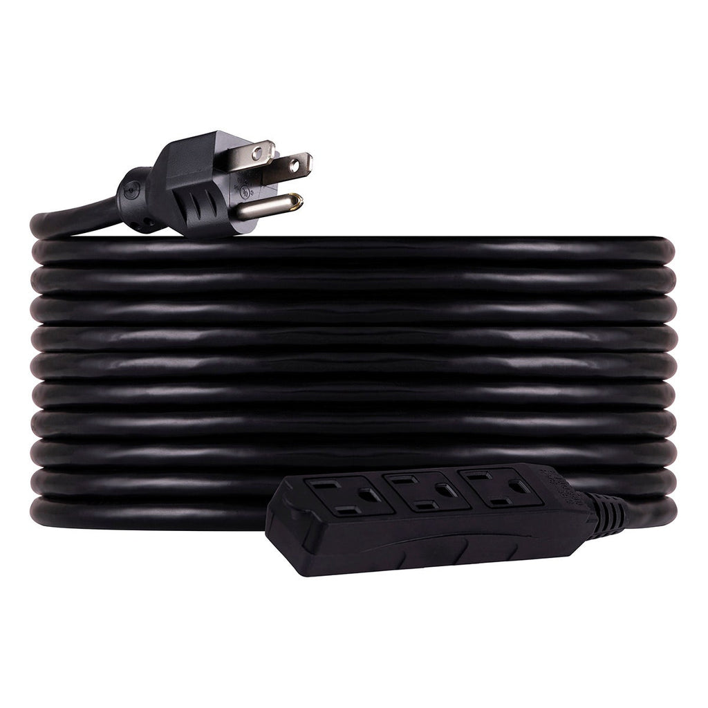 UltraPro 3-Outlet 25ft. Heavy Duty Outdoor Extension Cord, Black