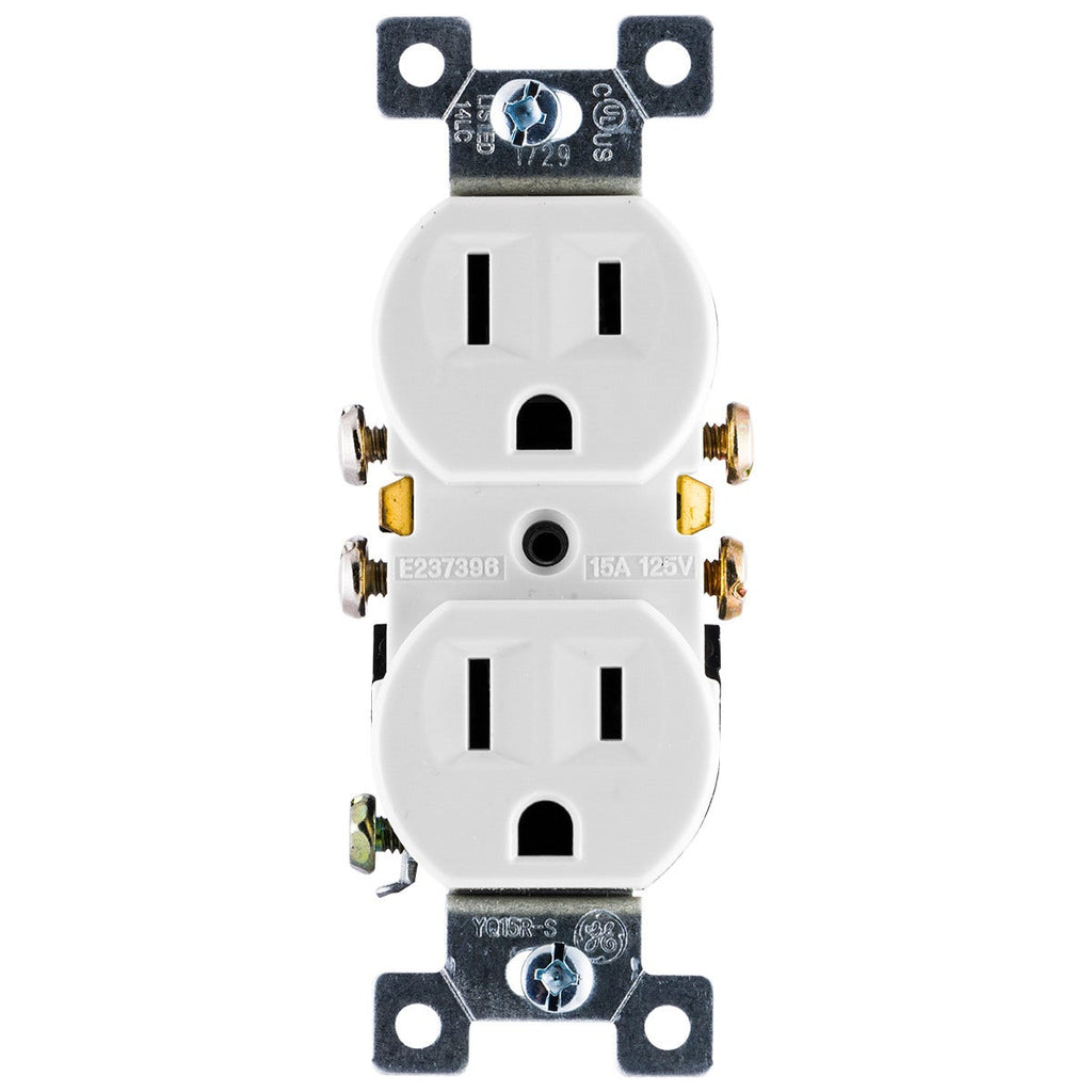 GE Grounding Duplex Receptacle, White