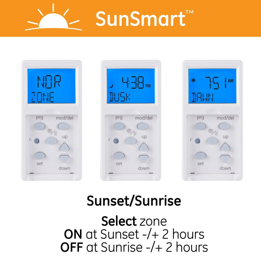 GE SunSmart Indoor In-Wall 7-Day Digital Timer, White