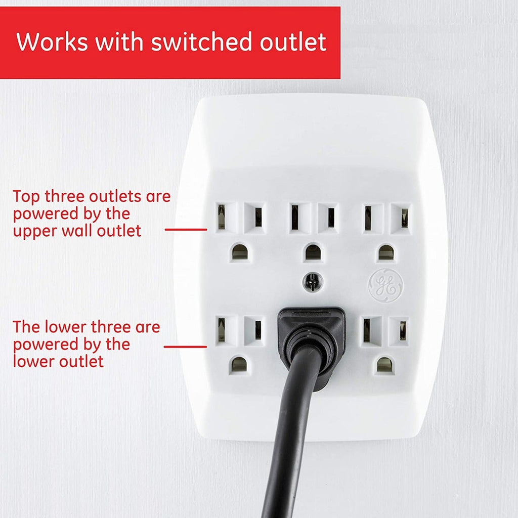 GE 6-Outlet Wall Tap, 5 Pack, White