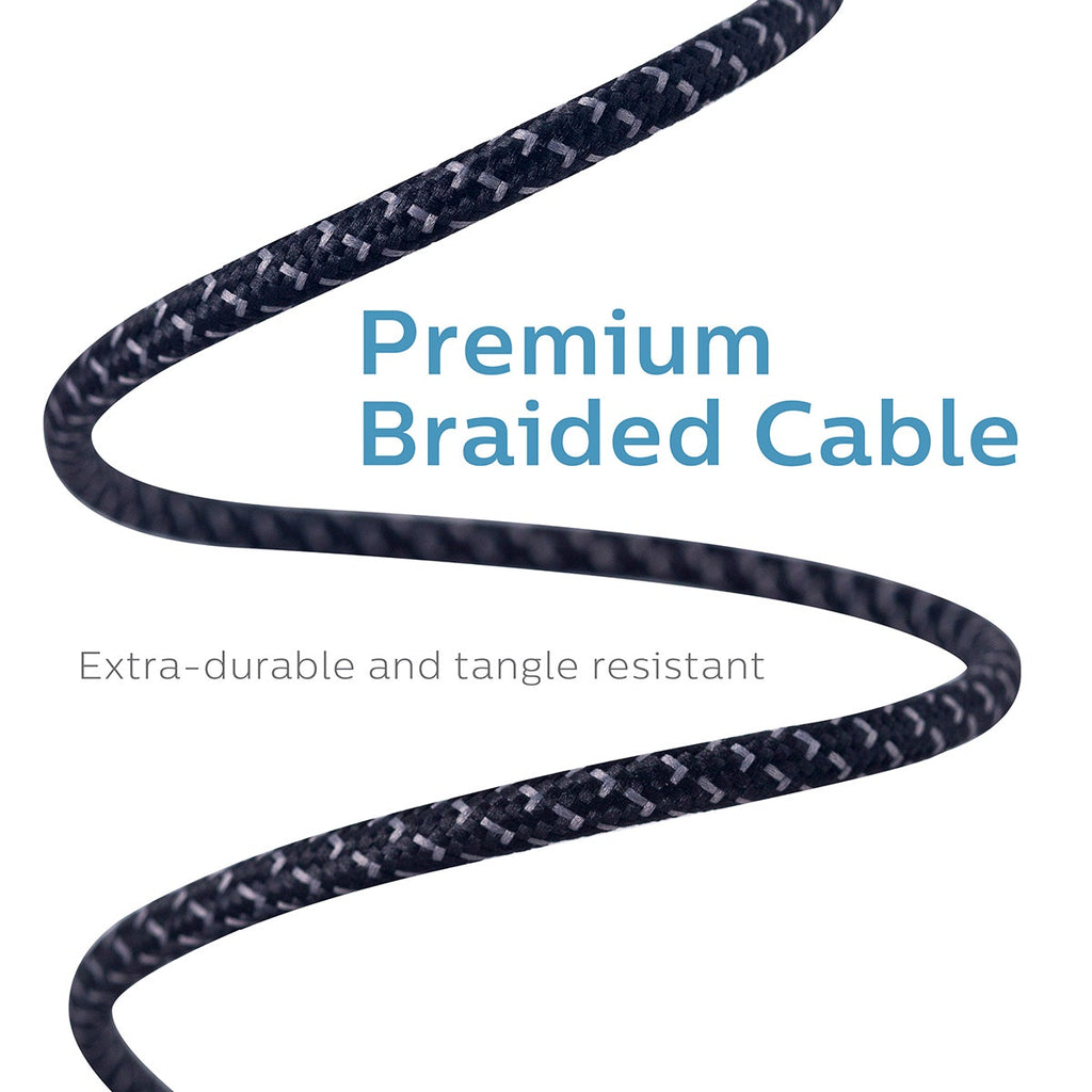 Philips 6ft. USB-A to Micro USB Charging Cable with Braided Cord, Black