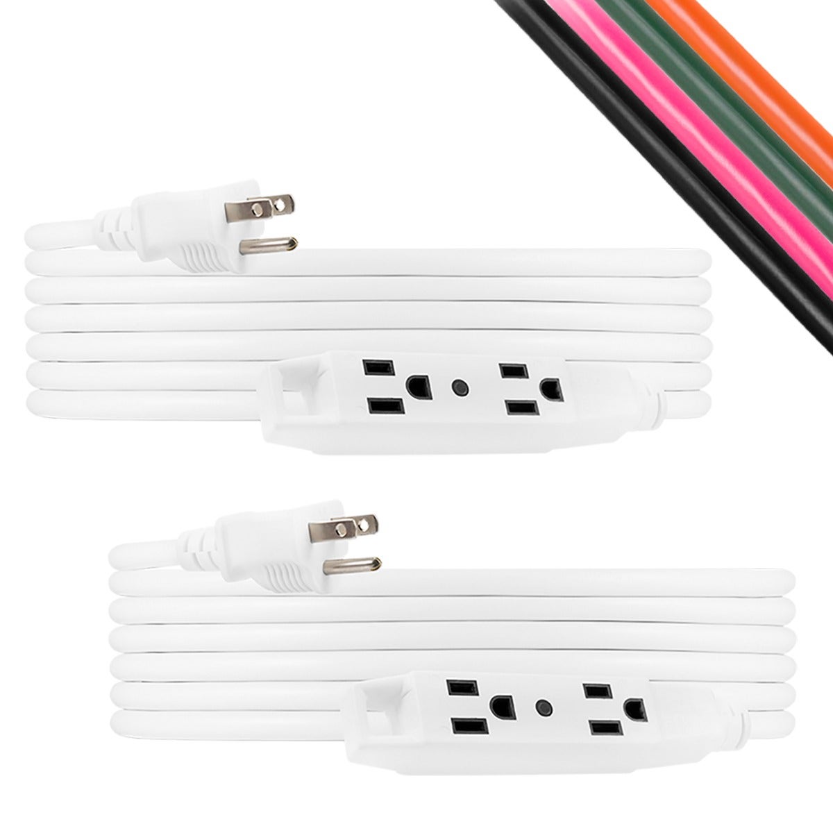 UltraPro 3-Outlet 25ft. Heavy Duty Indoor/Outdoor Extension Cord, 2 Pack, White