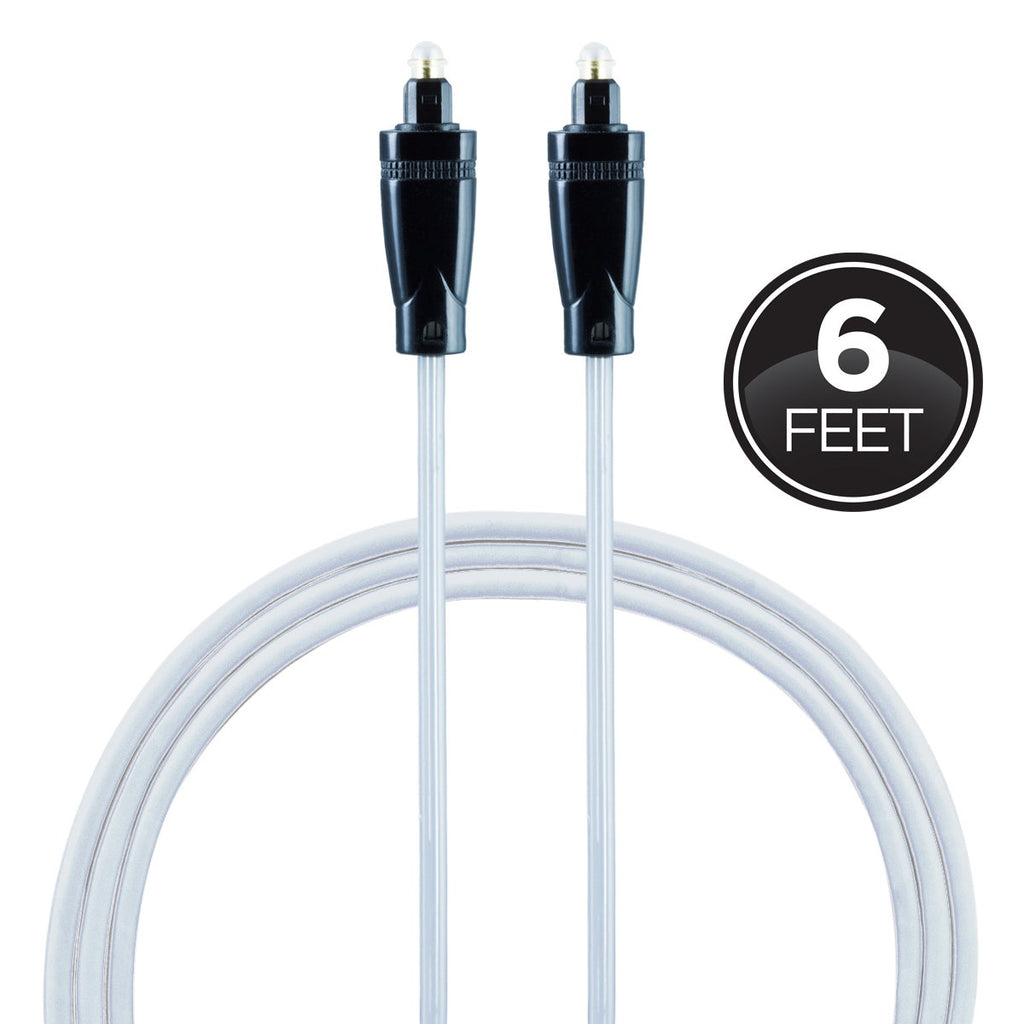 GE 6ft. Digital Toslink Fiber Optic Cable with Mini Toslink Adapters, Silver