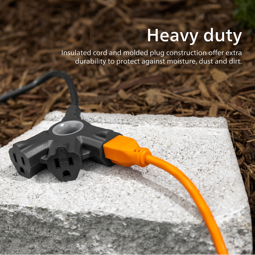 Philips EZGrip™ 3-Outlet 15ft. Indoor/Outdoor Extension Cord, Black