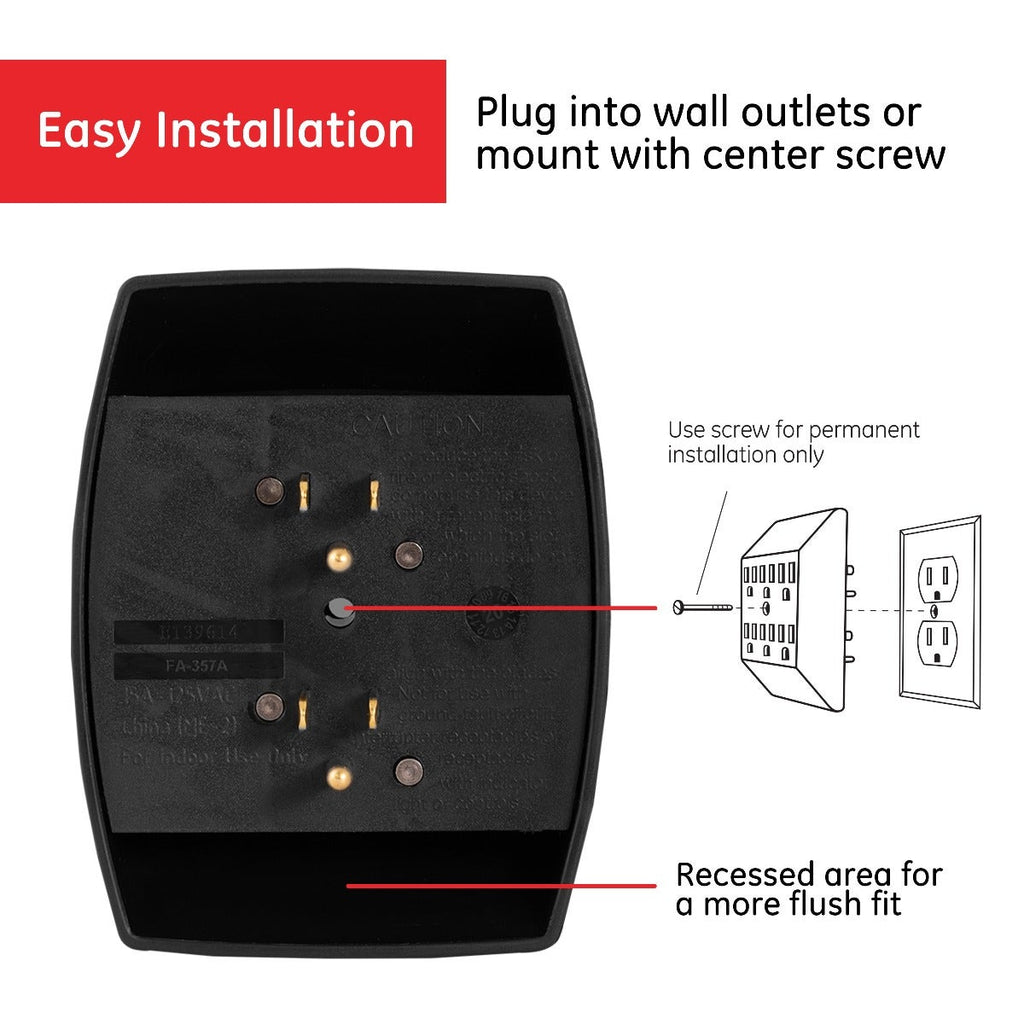 GE 6-Outlet Wall Tap, Black