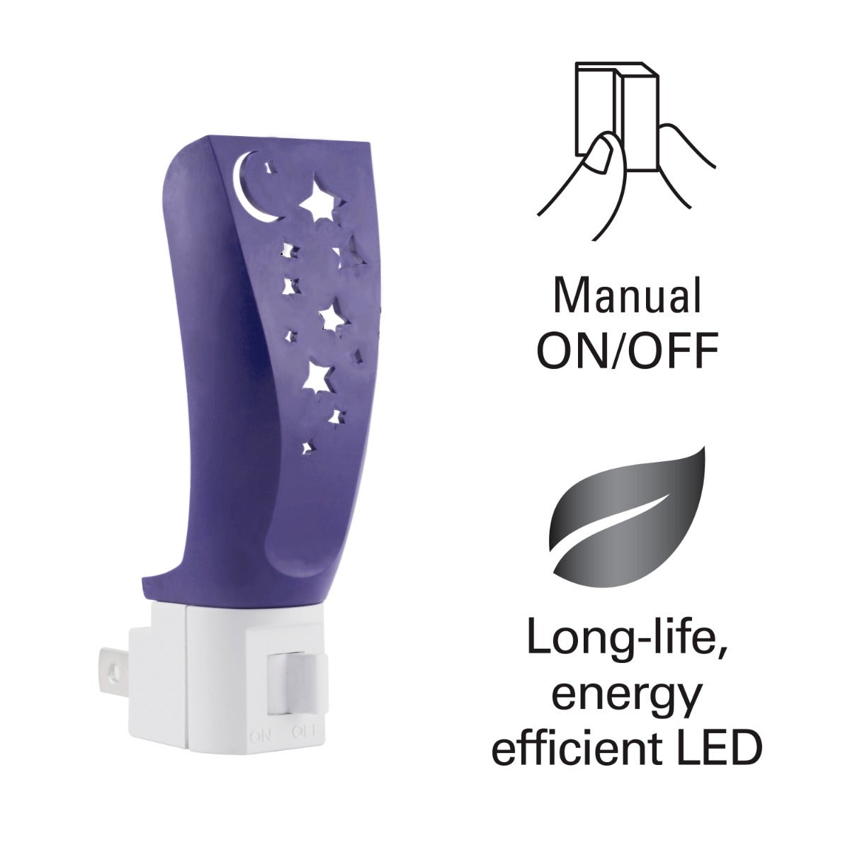 Lights by Night Moon and Stars Manual On/Off LED Night Light, Blue