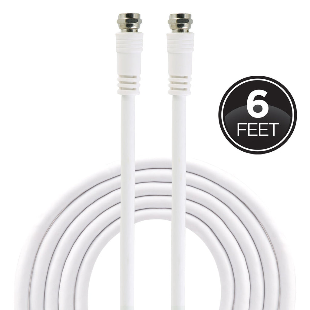 GE 6ft. RG6 Coaxial Cable with F-Type Connectors, White