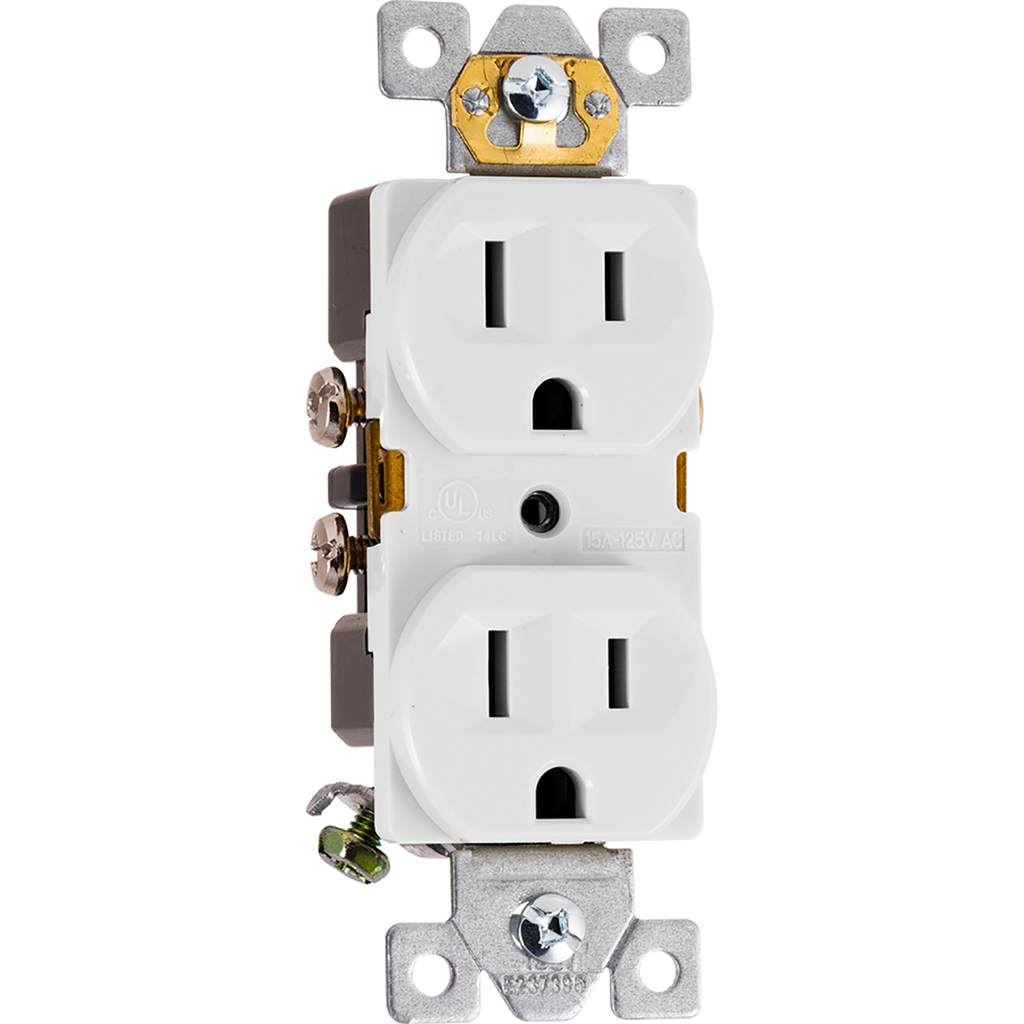 GE UltraPro Grounding Duplex Heavy-Duty Receptacle, White