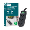 Philips 3-Outlet 8ft. Extension Cord With Surge Protection, Black