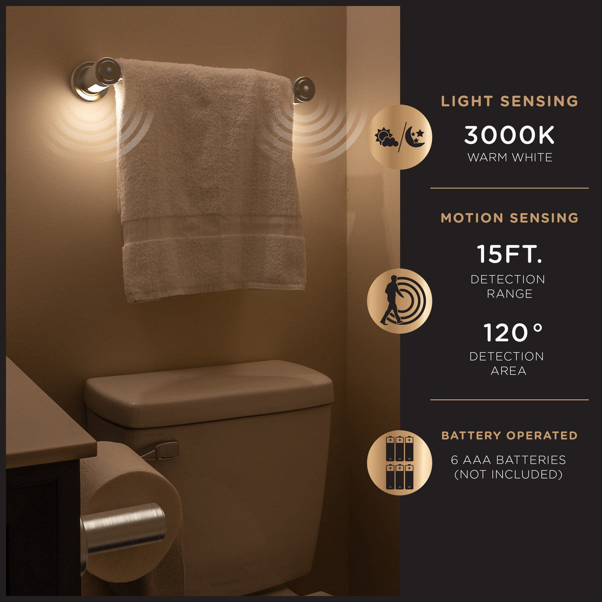 Enbrighten LED Motion Sensing Towel Bar Light, Brushed Nickel