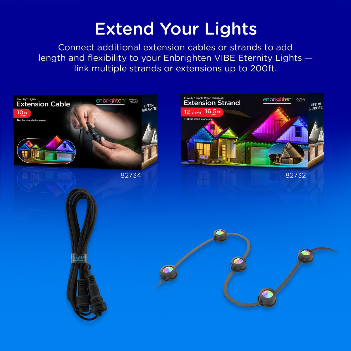 Enbrighten WiFi VIBE Color-Changing Permanent Outdoor Eternity Eave Lights, 108 Lights, 150ft. Black