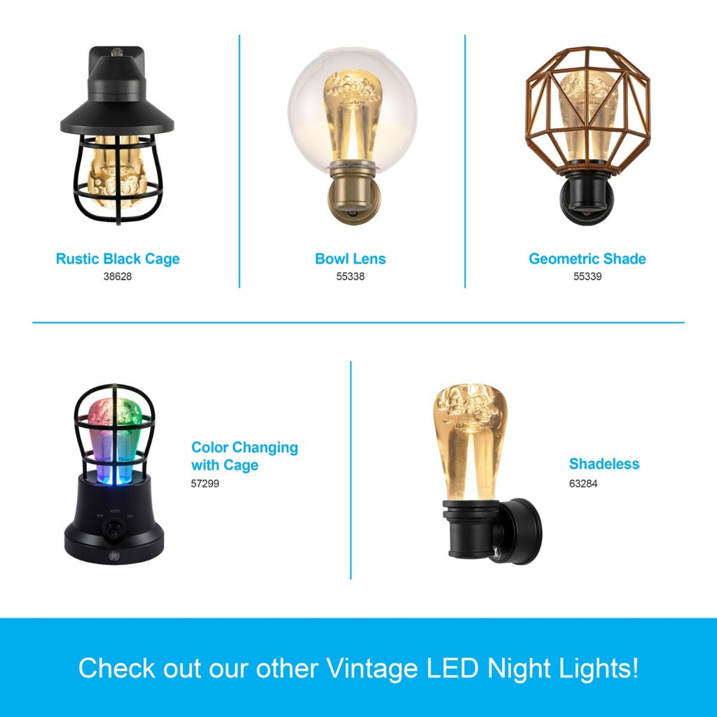 GE Vintage Light Sensing LED Night Light, 2 Pack, Black