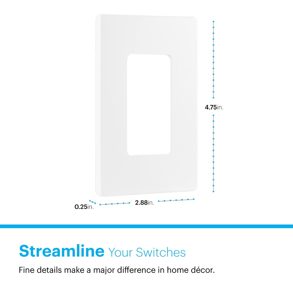 Power Gear Single Screwless Rocker Light Switch Wall Plate, 10 Pack, White