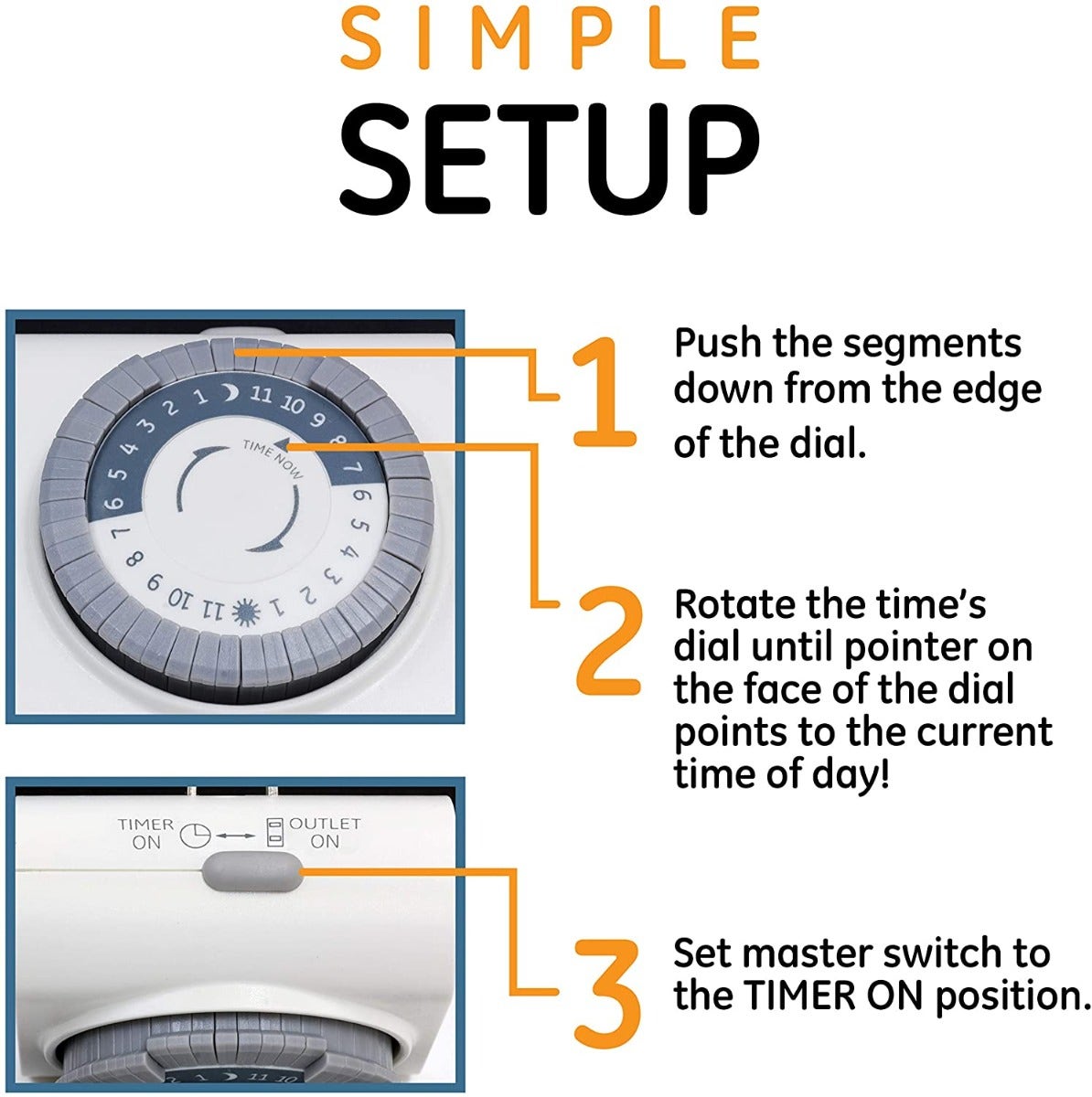 GE Indoor Plug-In 24-Hour Mechanical Timer, 2 Pack, White