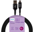 Philips 6ft. USB-C to USB-A Charging Cable, Black