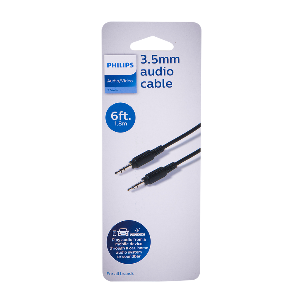 Philips 6ft. 3.5mm Auxiliary Audio Cable, Black