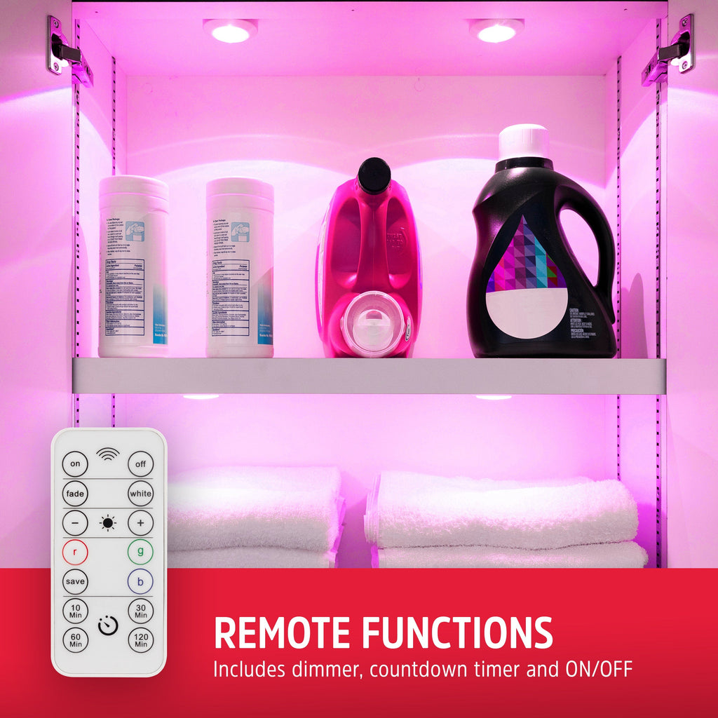 Energizer Battery Operated Color-Changing Dimmable LED Puck Light with Remote, 6 Pack, White