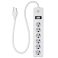 GE 6-Outlet 2ft. Surge Protector with Twist-to-Close Safety Covers, White